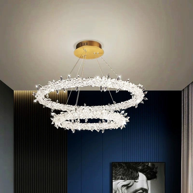 Lustra LED Suspendata Cristal LUXURY FROZEN 2 Segmente