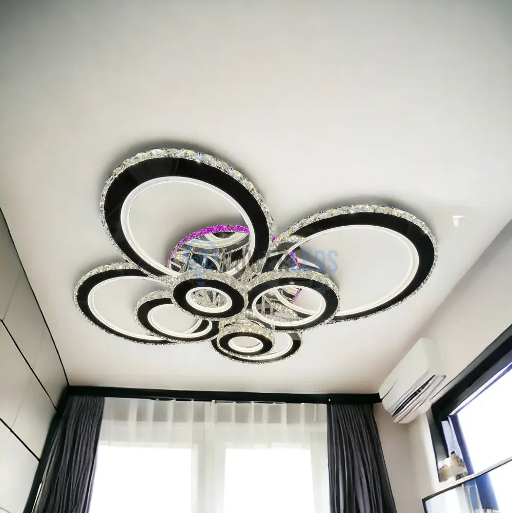 Lustra Led 434W 4 + 4 Circle Cristal Super Gigant Rgb Echivalent 1200W Chandeliers Crystal