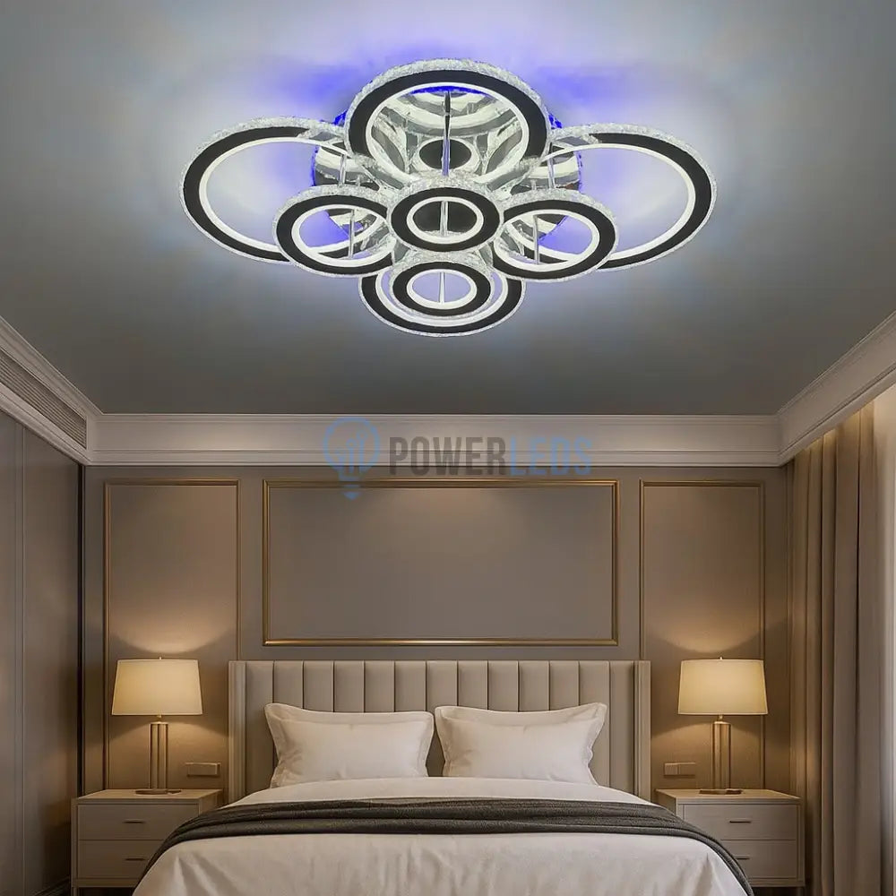 Lustra LED 434W 4 + 4 CIRCLE Cristal Super Gigant RGB Echivalent 1200W CHROME / CRISTAL Chandeliers Crystal
