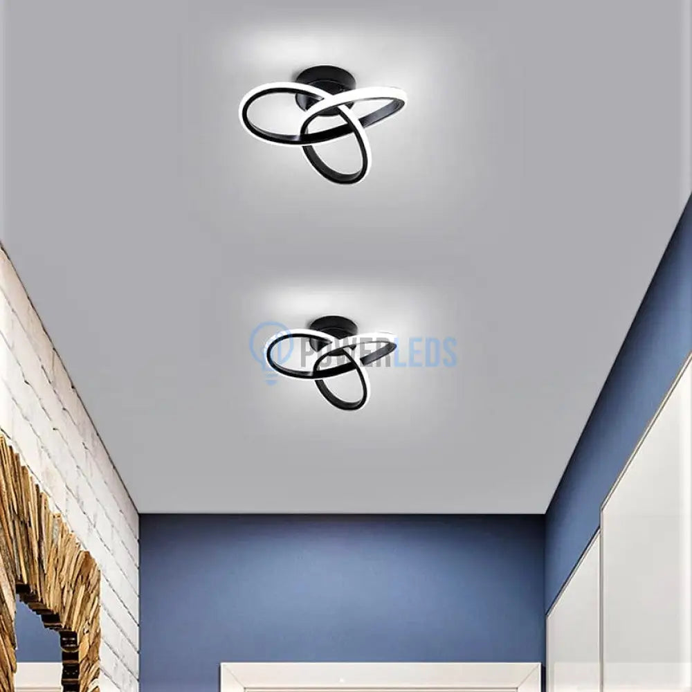 Lustra Led 48W Two Rings Black Echivalent 200W Lighting Fixtures