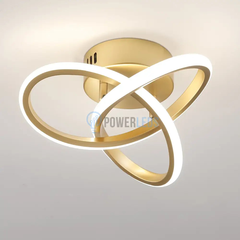 Lustra Led 48W Two Rings Gold Echivalent 200W Lighting Fixtures