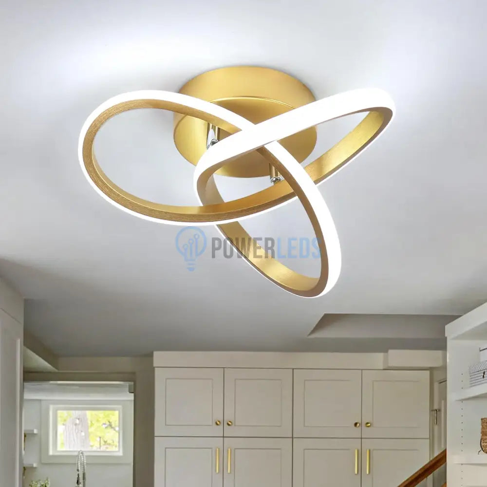 Lustra Led 48W Two Rings Gold Echivalent 200W Lighting Fixtures