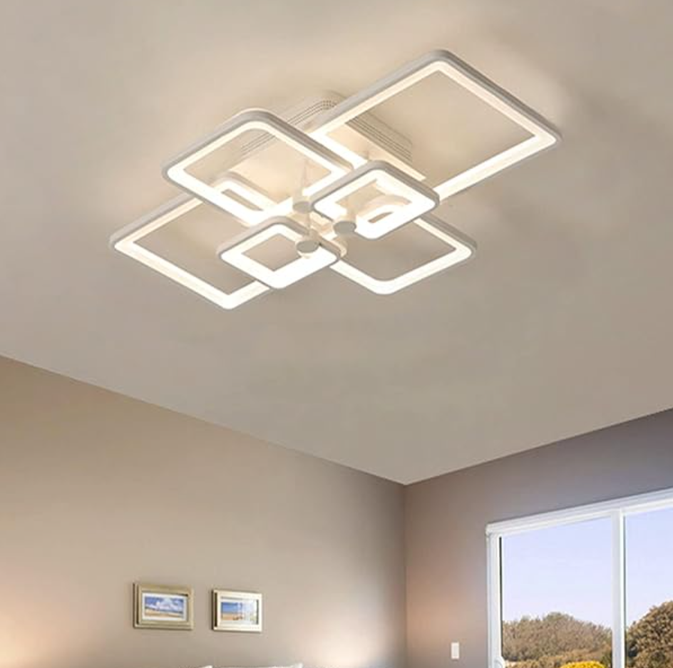 Lustra LED 4+2 SQUARE Alba cu Telecomanda Echivalent 800W