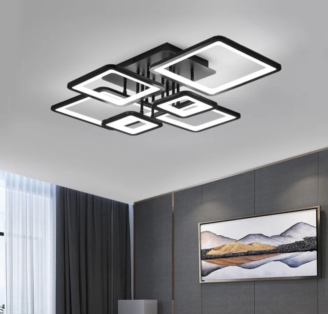 Lustra LED 4+2 SQUARE Black Telecomanda Echivalent 800W
