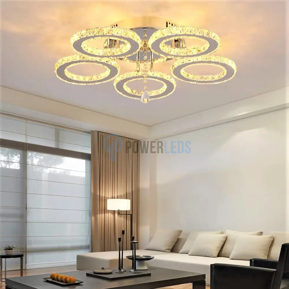Lustra Led 100W 5 Circle Cristal Telecomanda Lighting Fixtures