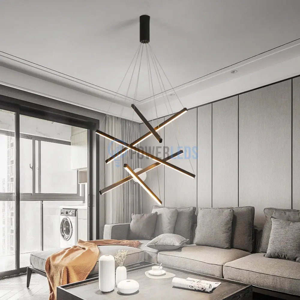 Lustra LED 5 Geometric BLACK Lines Suspendata Echivalent 500W powerleds.ro