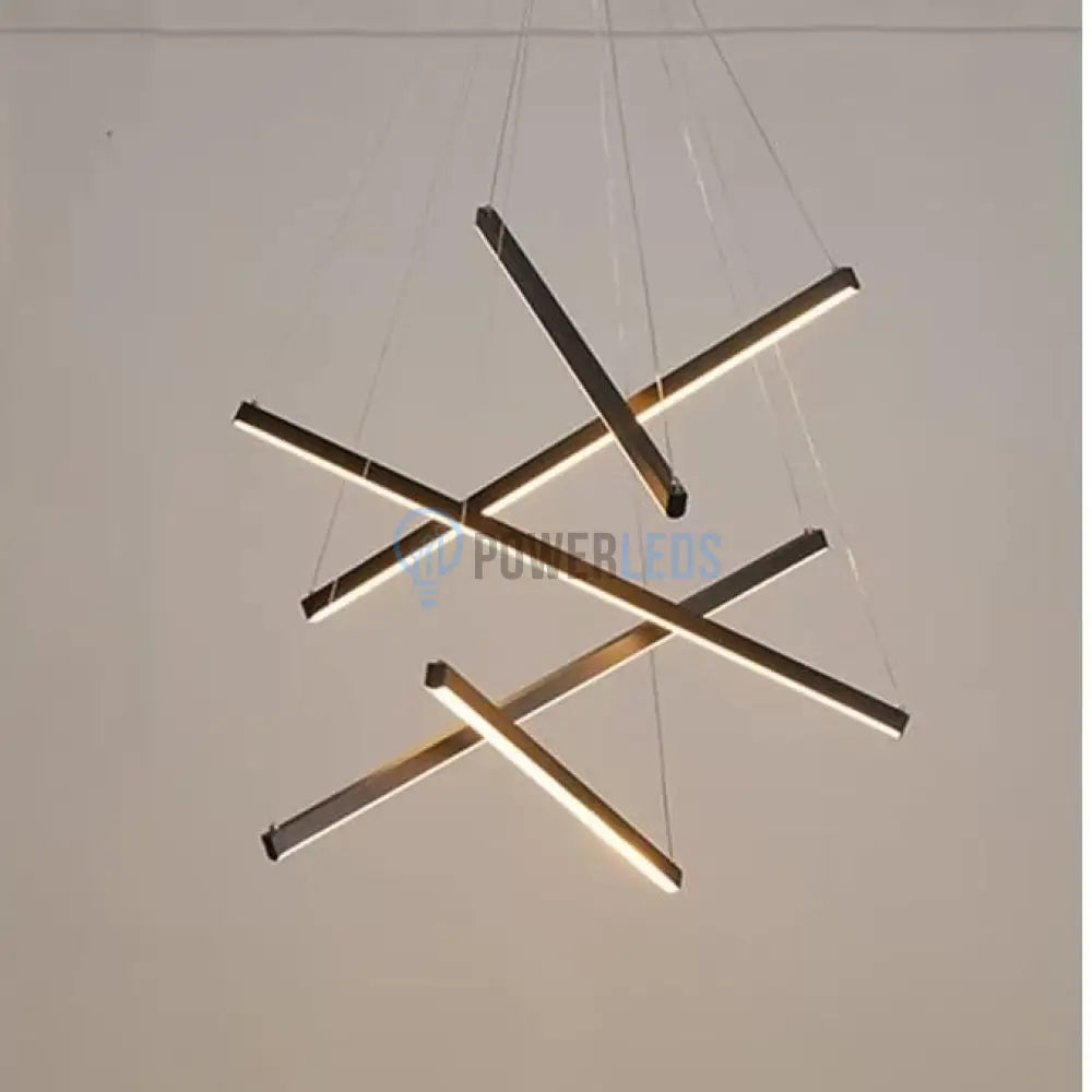 Lustra LED 5 Geometric BLACK Lines Suspendata Echivalent 500W powerleds.ro