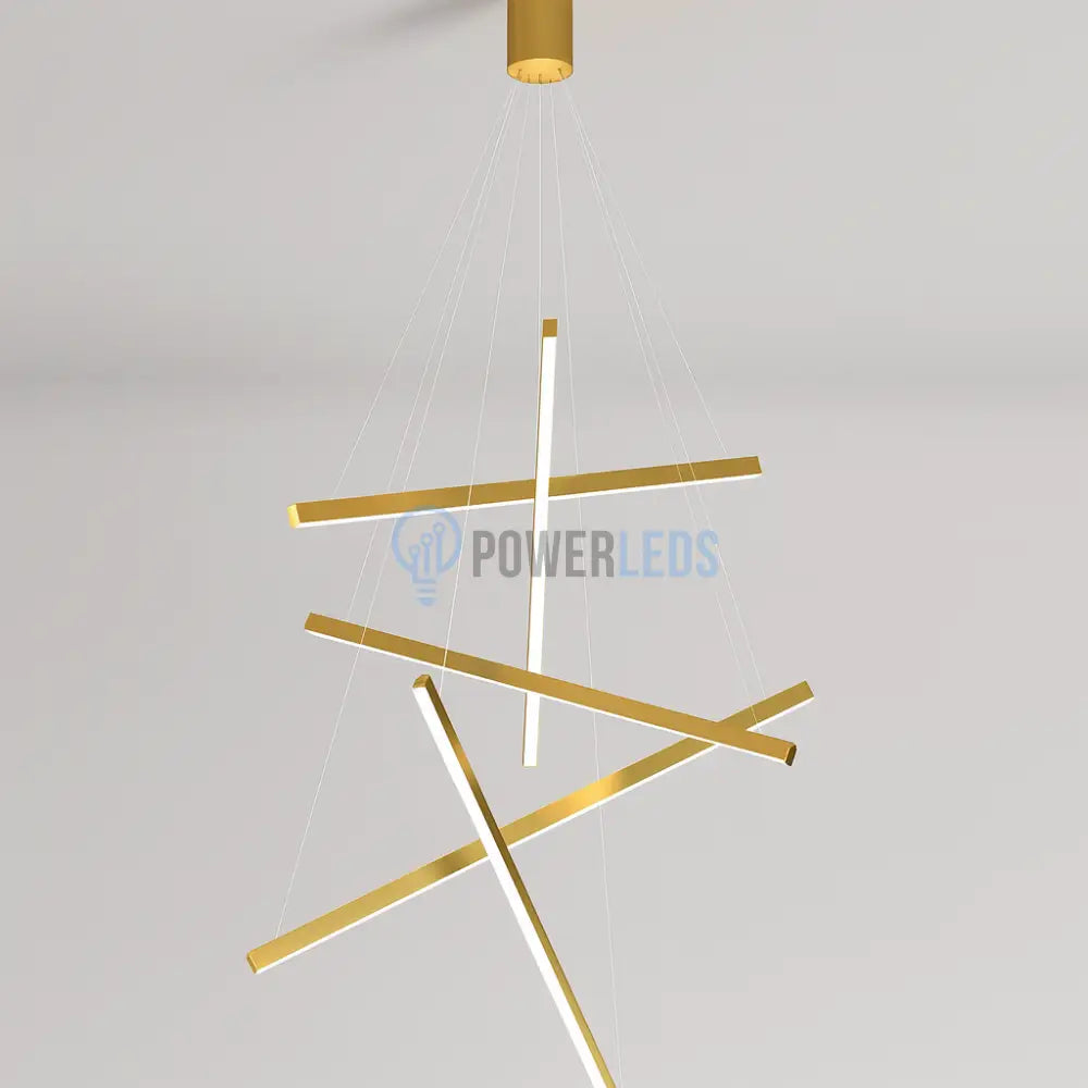 Lustra LED 5 Geometric GOLD Lines Suspendata Echivalent 500W powerleds.ro