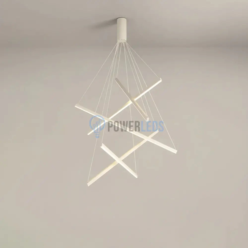 Lustra LED 5 Geometric WHITE Lines Suspendata Echivalent 500W ALBA / 90CM / SUSPENDATE Lighting Fixtures