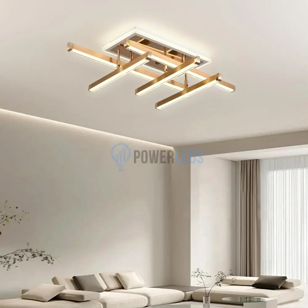 Lustra Led 5 Lines Gold Reglabila Echivalent 600W Telecomanda Lighting Fixtures