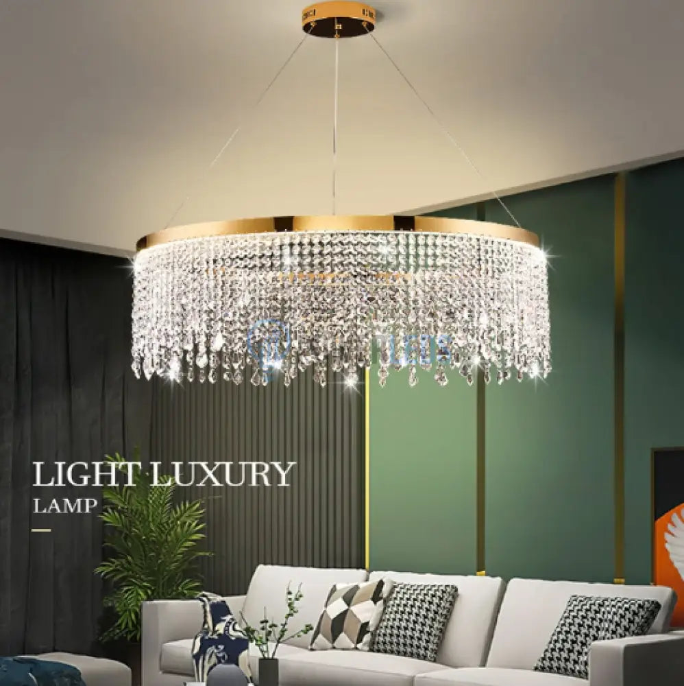 Lustra Led 56W Gold Luxury Cristal 1 Segment Chandeliers Crystal