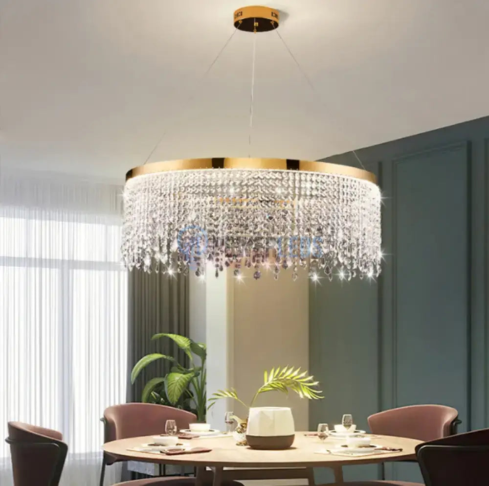 Lustra Led 56W Gold Luxury Cristal 1 Segment Chandeliers Crystal