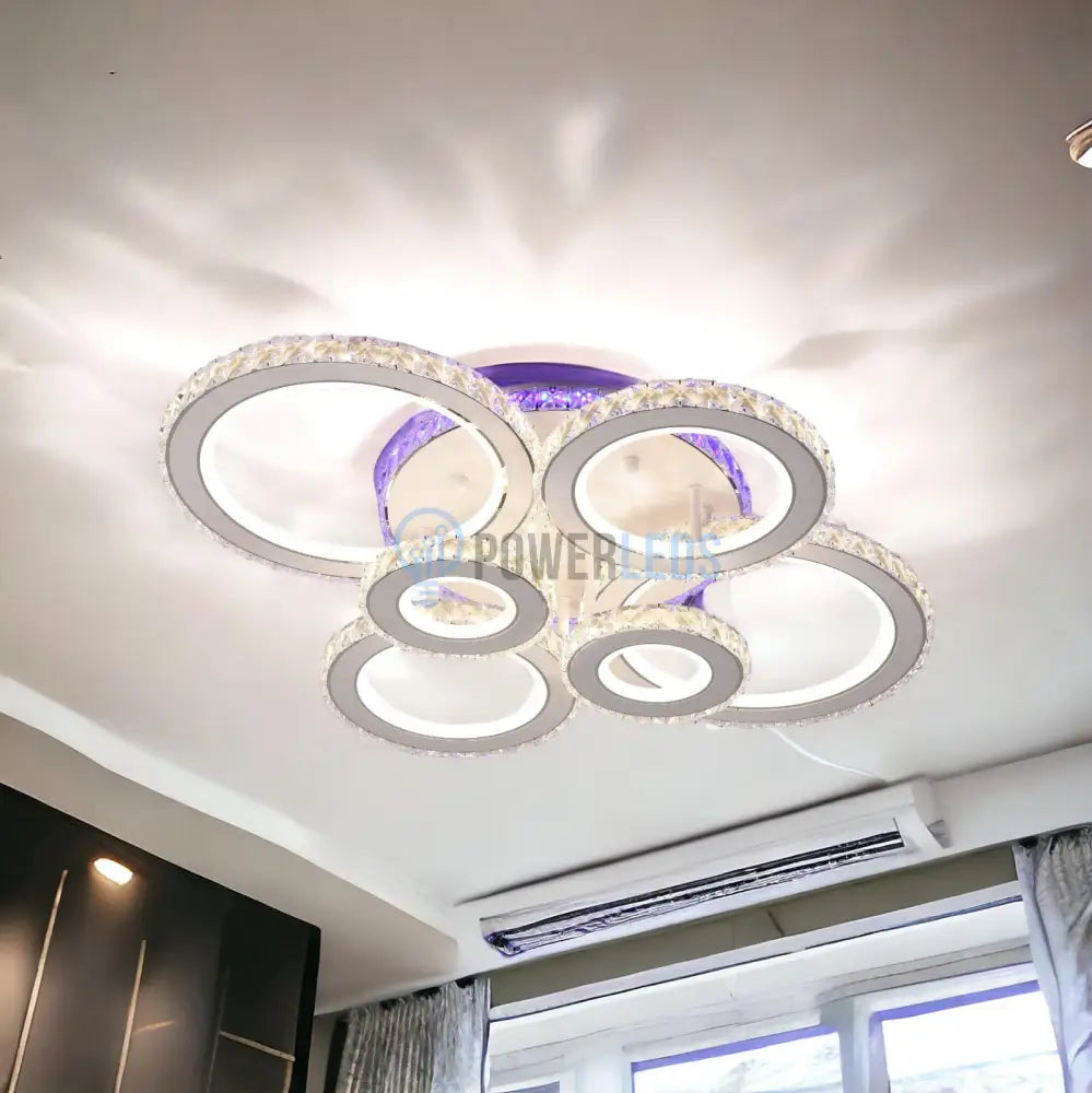 Lustra Led 238W 4 + 2 Circle Cristal Alba Rgb Echivalent 800W Chandeliers Crystal