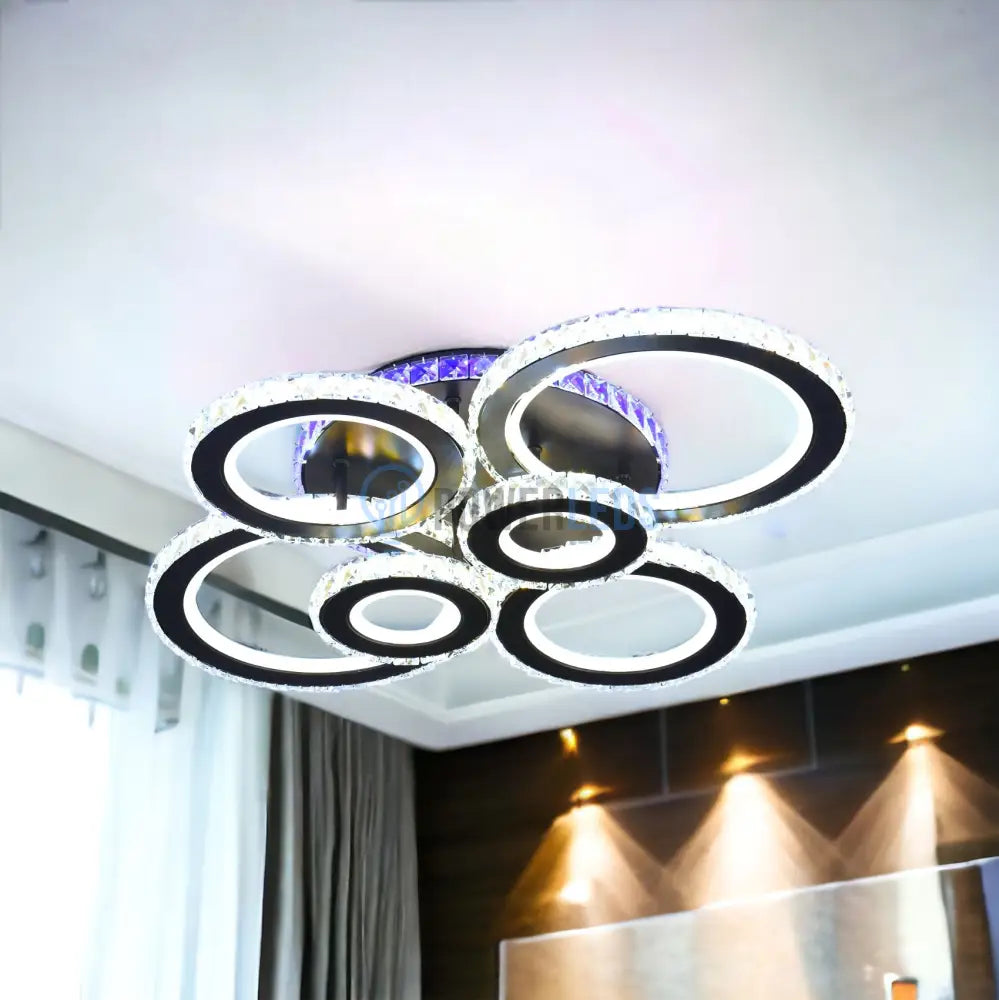 Lustra Led 238W 4 + 2 Circle Cristal Black Rgb Echivalent 800W Chandeliers Crystal