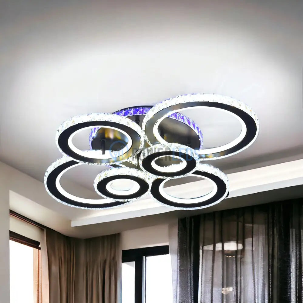 Lustra Led 238W 4 + 2 Circle Cristal Black Rgb Echivalent 800W Chandeliers Crystal