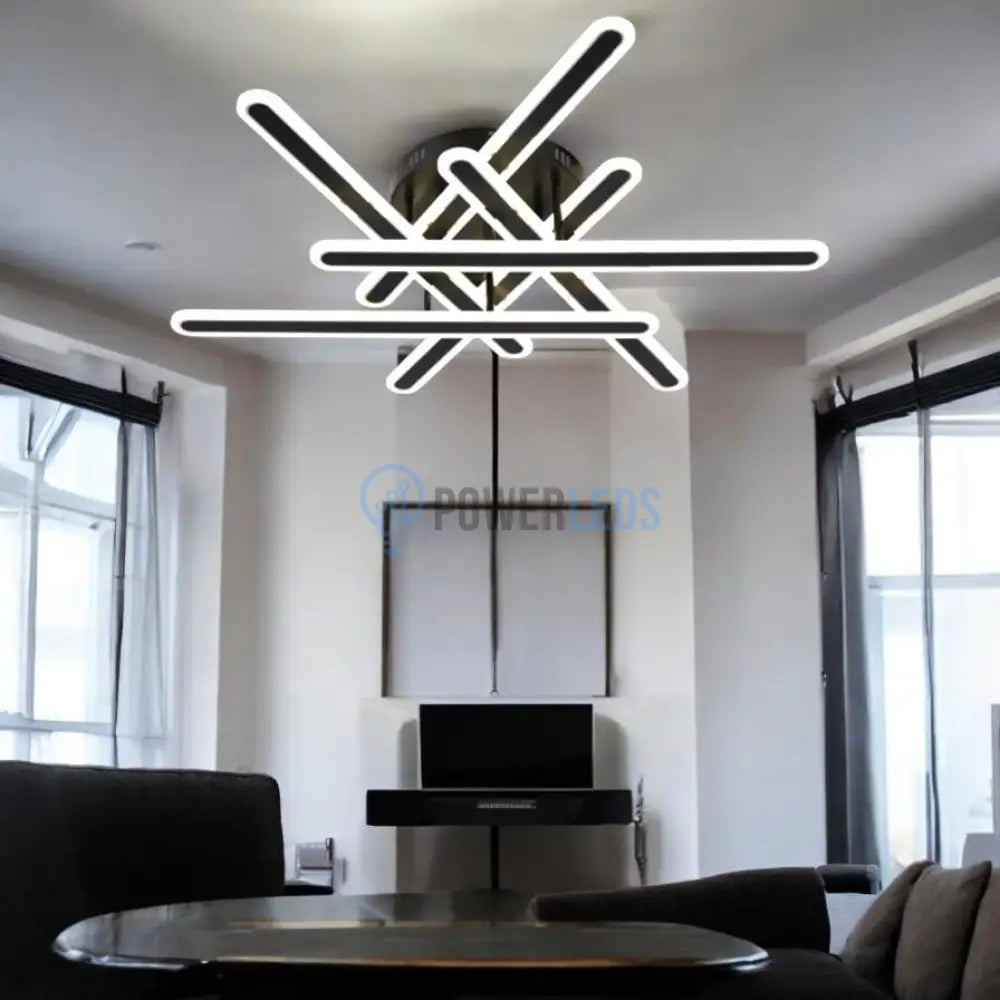 Lustra LED 6 Linnes Round Black Echivalent 800W telecomanda powerleds.ro