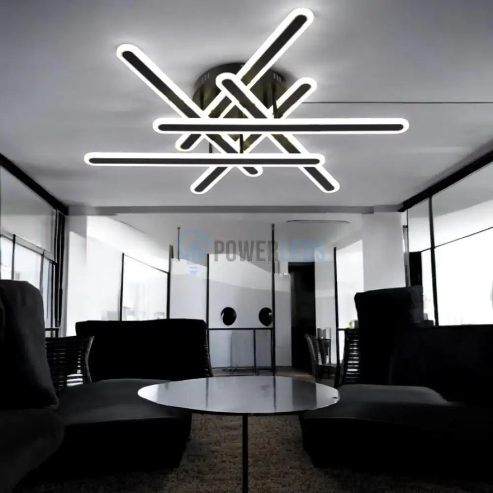 Lustra LED 6 Linnes Round Black Echivalent 800W telecomanda powerleds.ro