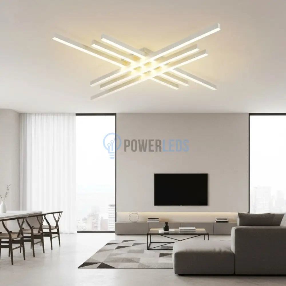 Lustra LED 6 Modern LINES Alb Echivalent 600W Telecomanda ALBA / 120CM / MINIMALIST DESIGN Lighting Fixtures
