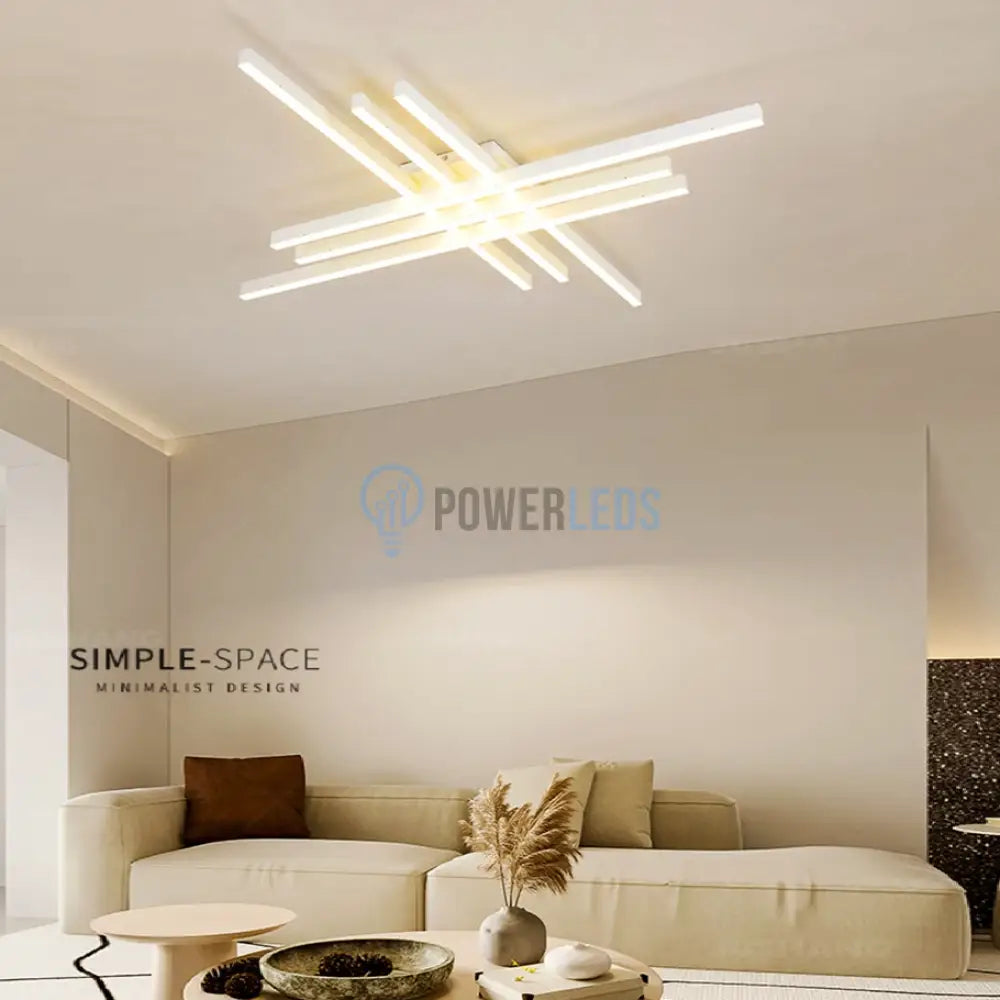 Lustra LED 6 Modern LINES Alb Echivalent 600W Telecomanda ALBA / 120CM / MINIMALIST DESIGN Lighting Fixtures