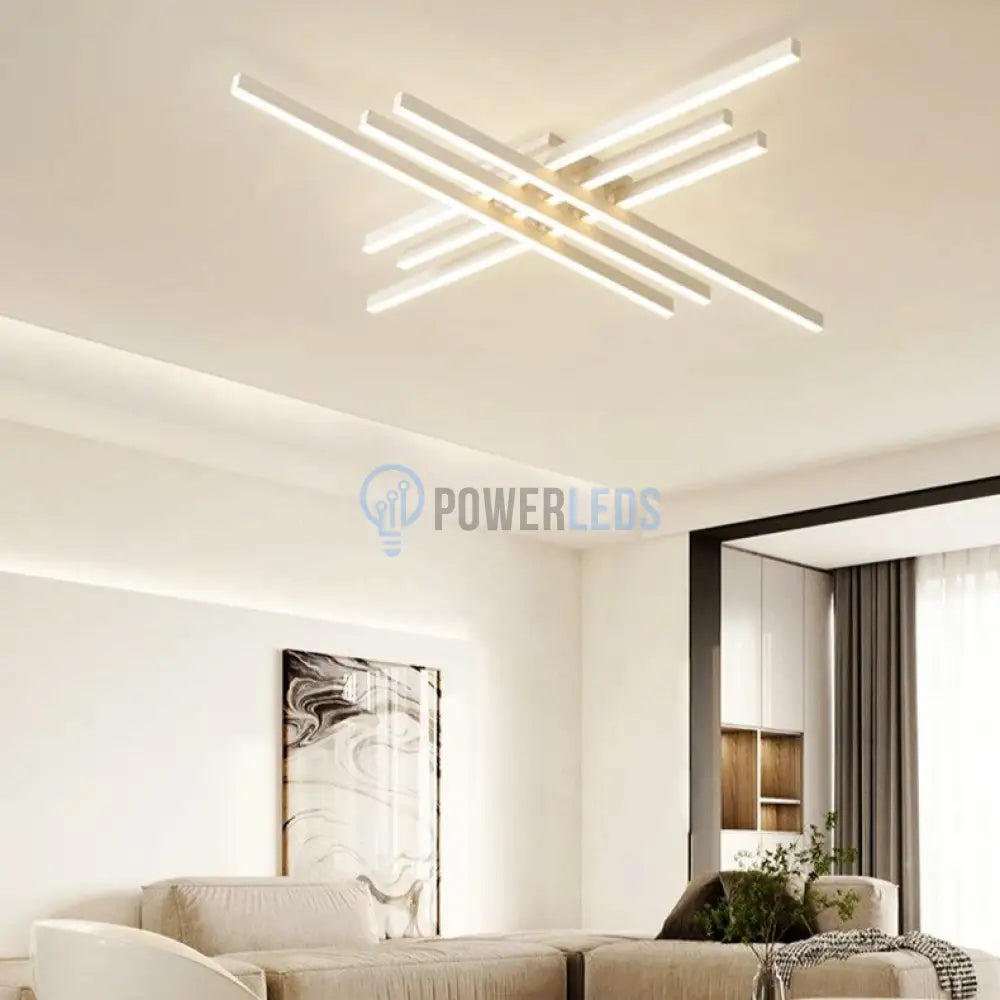 Lustra LED 6 Modern LINES Alb Echivalent 600W Telecomanda ALBA / 120CM / MINIMALIST DESIGN Lighting Fixtures