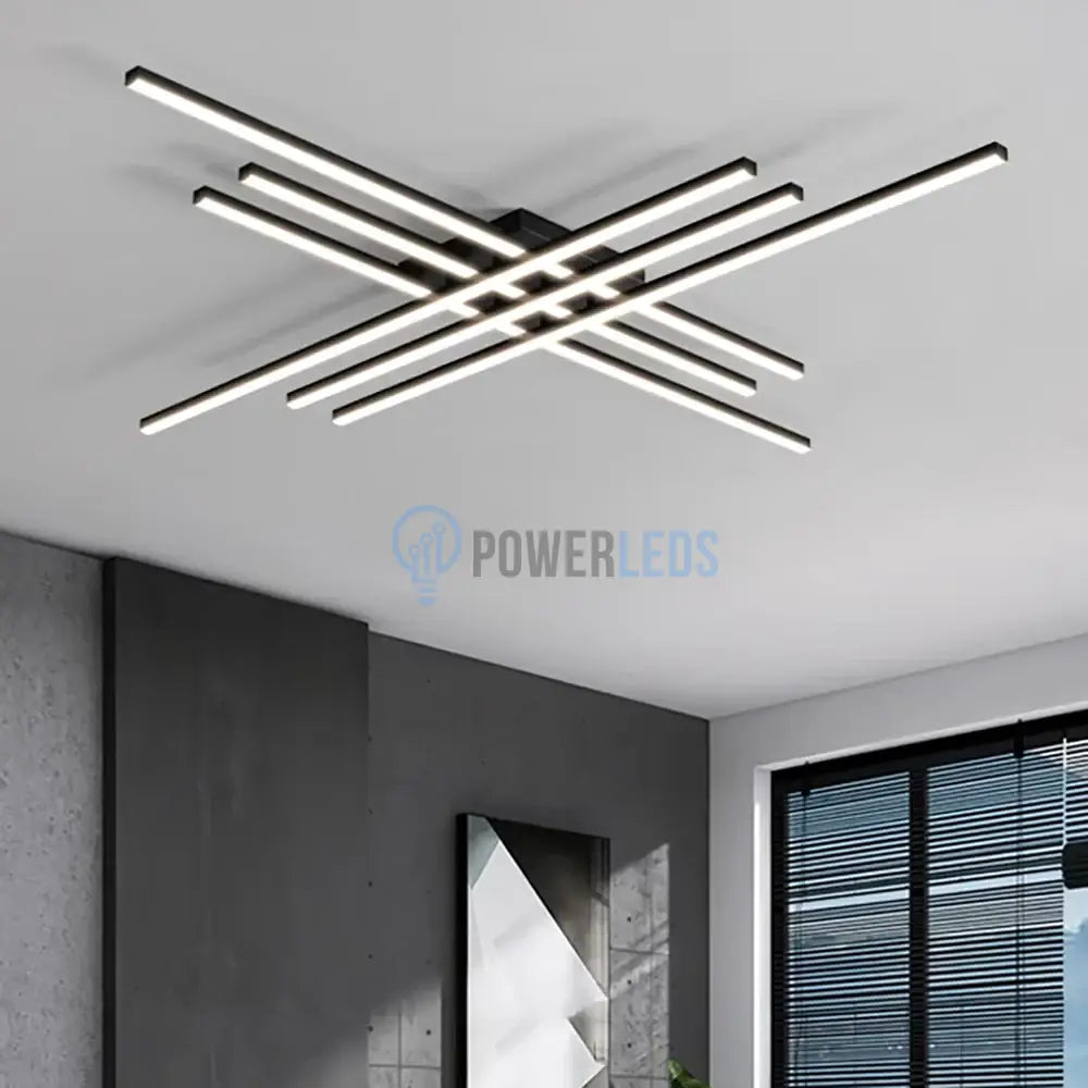 Lustra Led 6 Modern Lines Black Echivalent 600W Telecomanda Lighting Fixtures