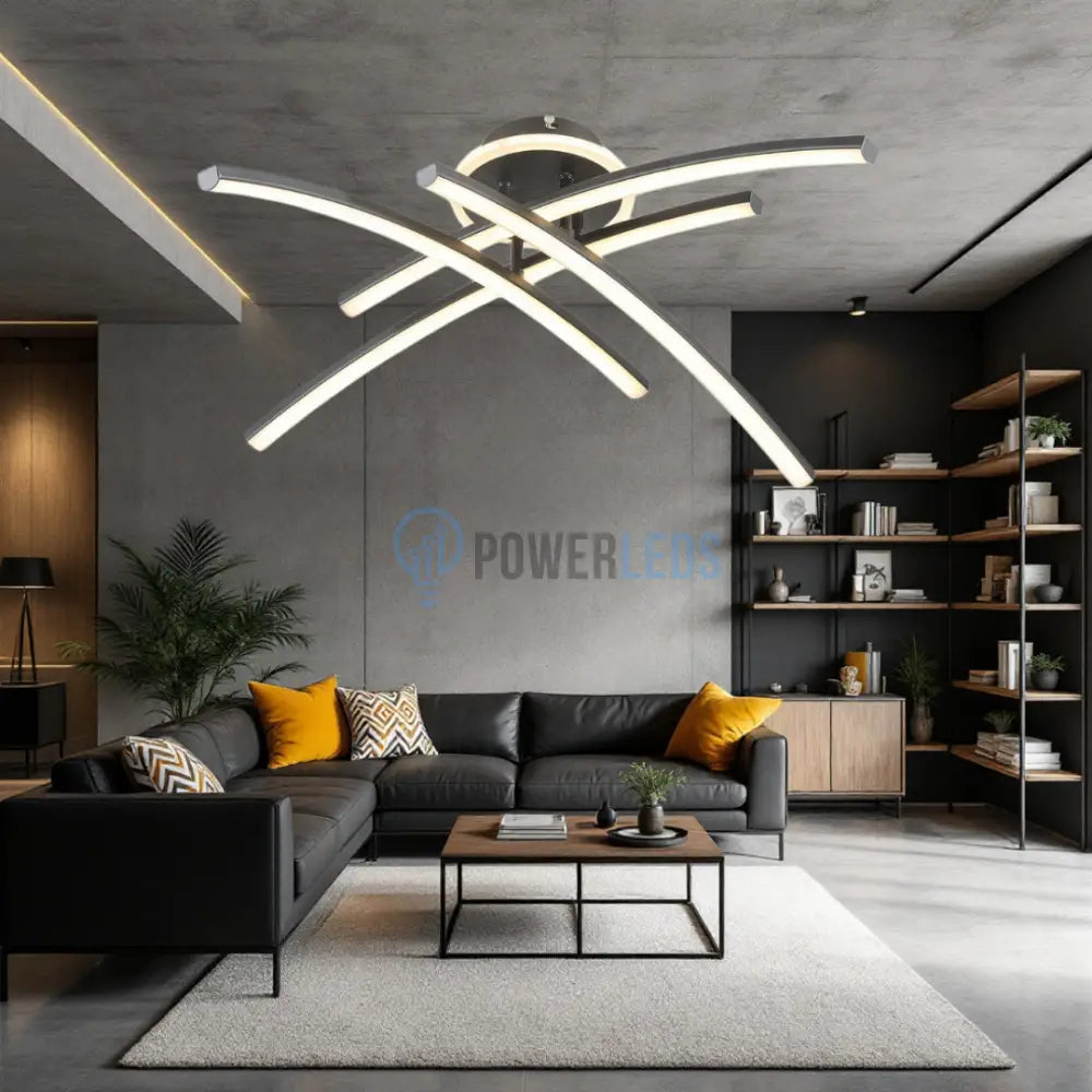 Lustra LED 66W Ophelia 4 Elemente NEAGRA Echivalent 400W Telecomanda NEAGRA / 68CM / MINIMALIST DESIGN Lighting Fixtures
