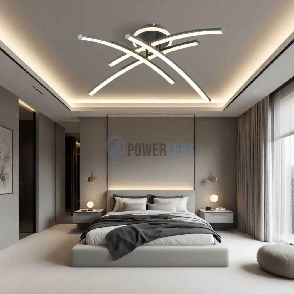 Lustra LED 4 Modern LINES Black Echivalent 400W Telecomanda BK-7023-4C NEAGRA / 68CM / MINIMALIST DESIGN Lighting