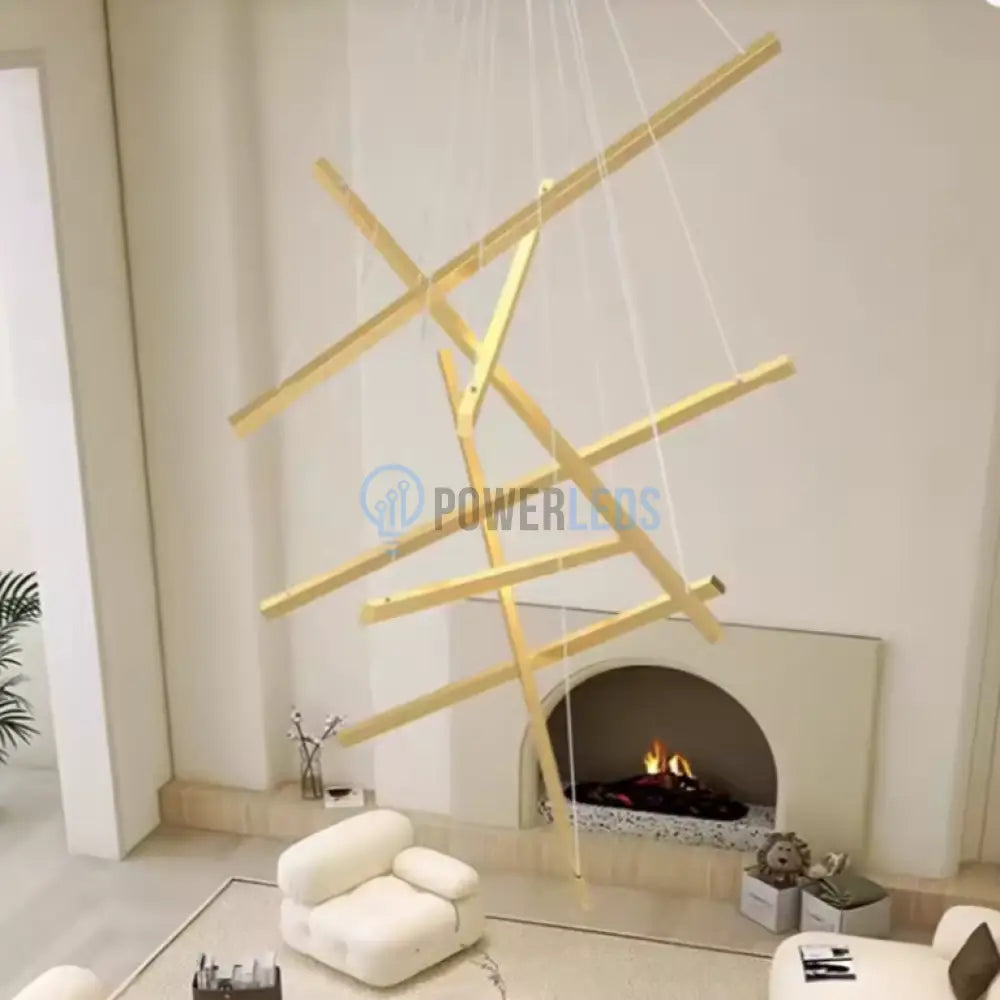 Lustra LED 7 Geometric GOLD Lines Suspendata Echivalent 800W 200CM AURIE / 200CM / SUSPENDATE Lighting Fixtures