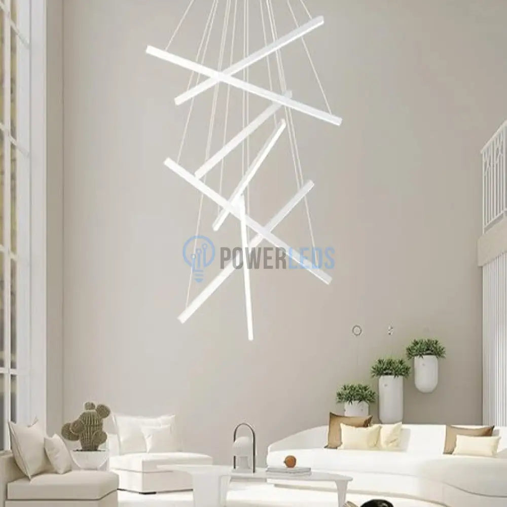 Lustra LED 7 Geometric WHITE Lines Suspendata Echivalent 800W 200CM (Copy) powerleds.ro