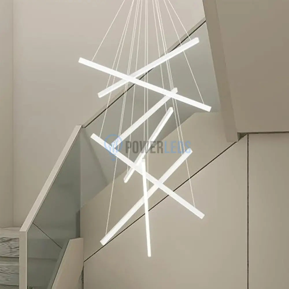 Lustra LED 7 Geometric WHITE Lines Suspendata Echivalent 800W 200CM (Copy) powerleds.ro