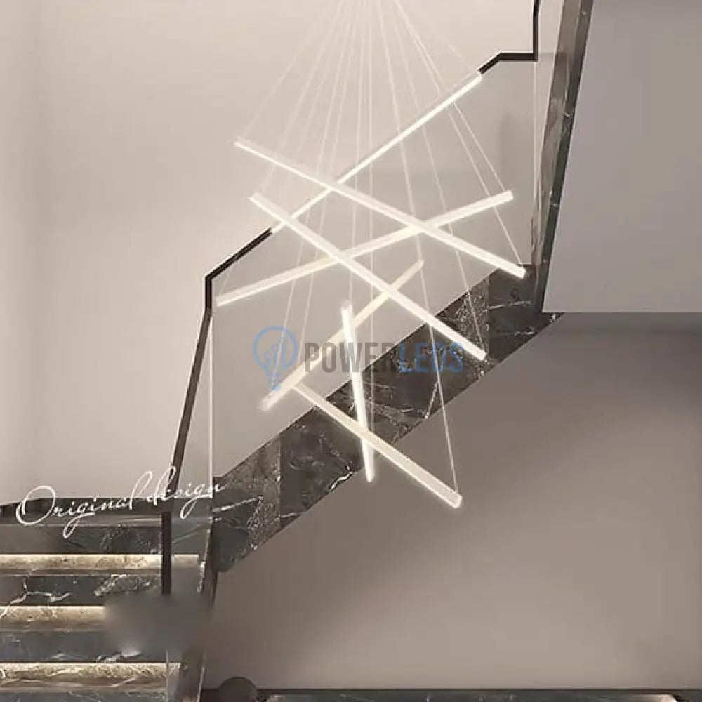 Lustra LED 7 Geometric WHITE Lines Suspendata Echivalent 800W 200CM (Copy) powerleds.ro