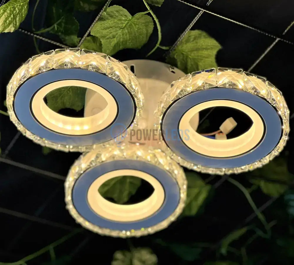 Lustra Led 72W 3 Circle Cristal Alba Telecomanda Lighting Fixtures