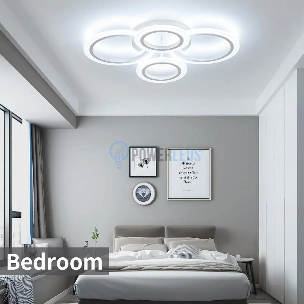 Lustra Led 72W 4 Circle Smart Control Vocal Echivalent 400W Lighting Fixtures
