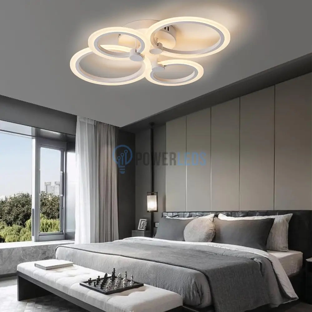 Lustra Led 72W 4 Circle Smart Control Vocal Echivalent 400W Lighting Fixtures