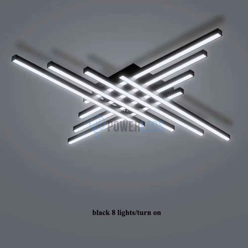 Lustra LED 8 Modern LINES Black Echivalent 1000W Telecomanda powerleds.ro