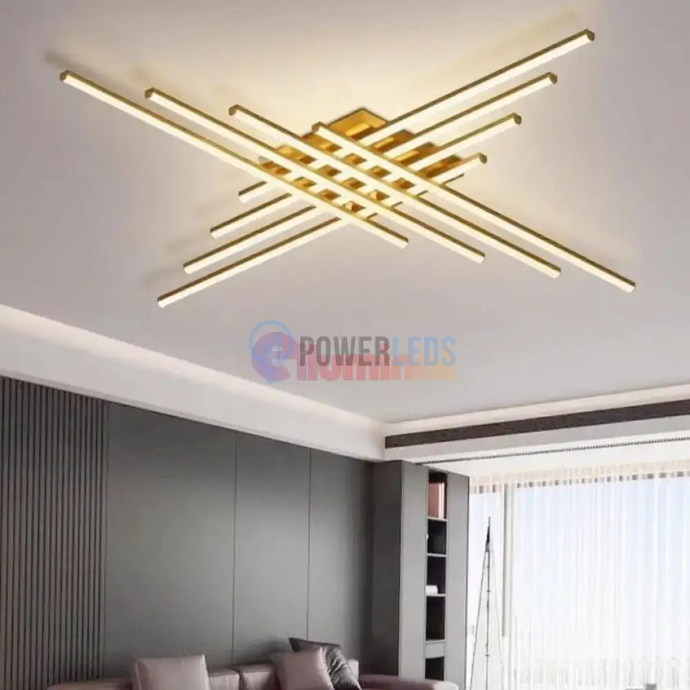 Lustra LED 8 Modern LINES Gold Echivalent 1000W Telecomanda powerleds.ro