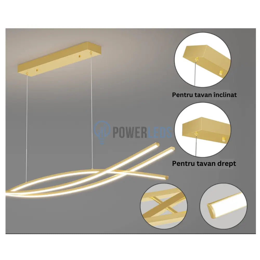 Lustra LED 132W OFFICE Suspendata Gold cu Telecomanda GOLD / 120CM / SUSPENDATE Lighting Fixtures