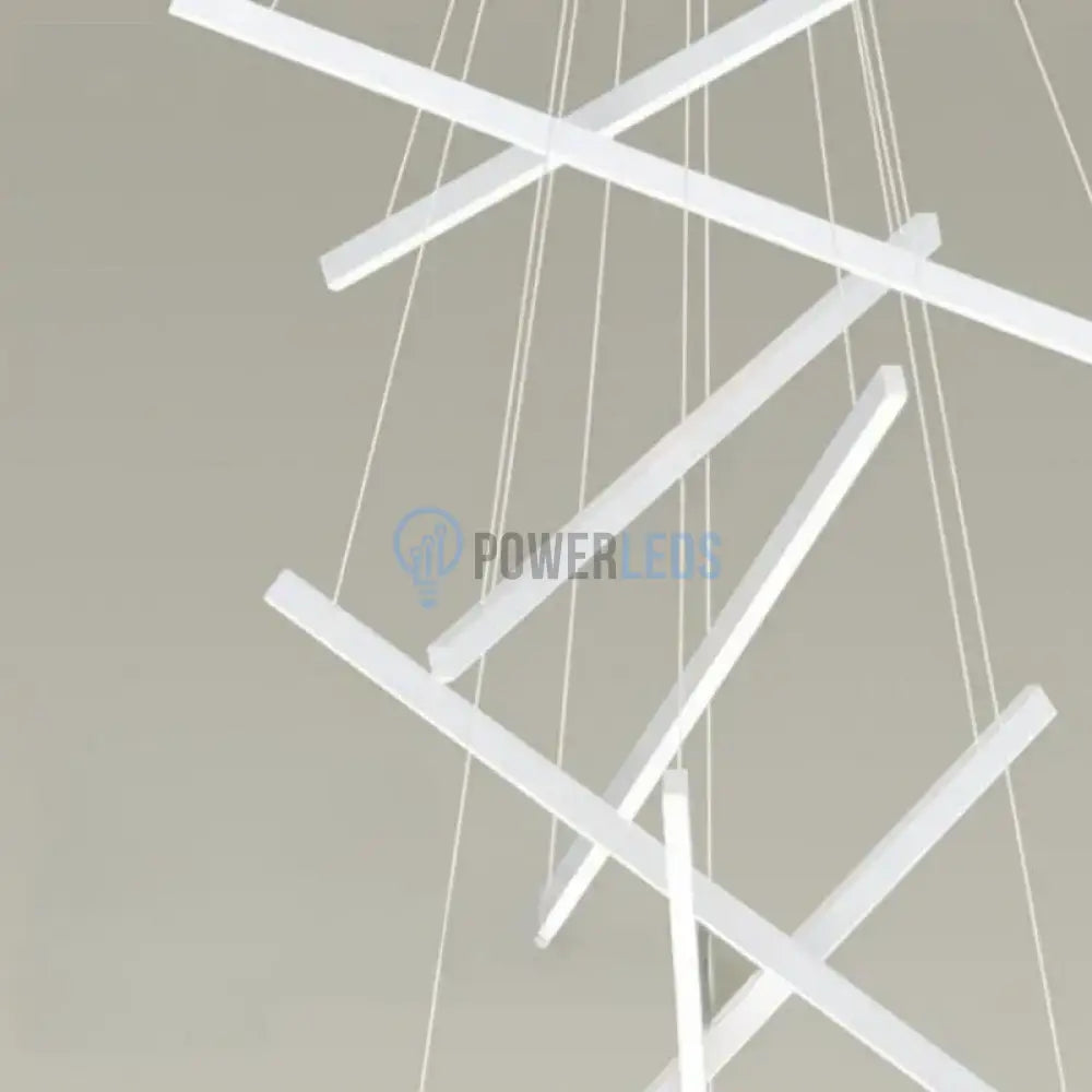 Lustra LED 9 Geometric WHITE Lines Suspendata Echivalent 1200W 300CM powerleds.ro