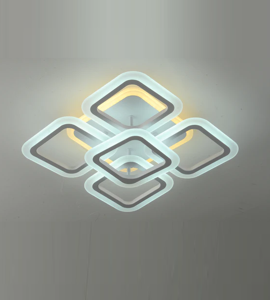 Lustra Led Square 4 + 1 Rgb Echivalent 400W 40Cm Telecomanda Lighting Fixtures