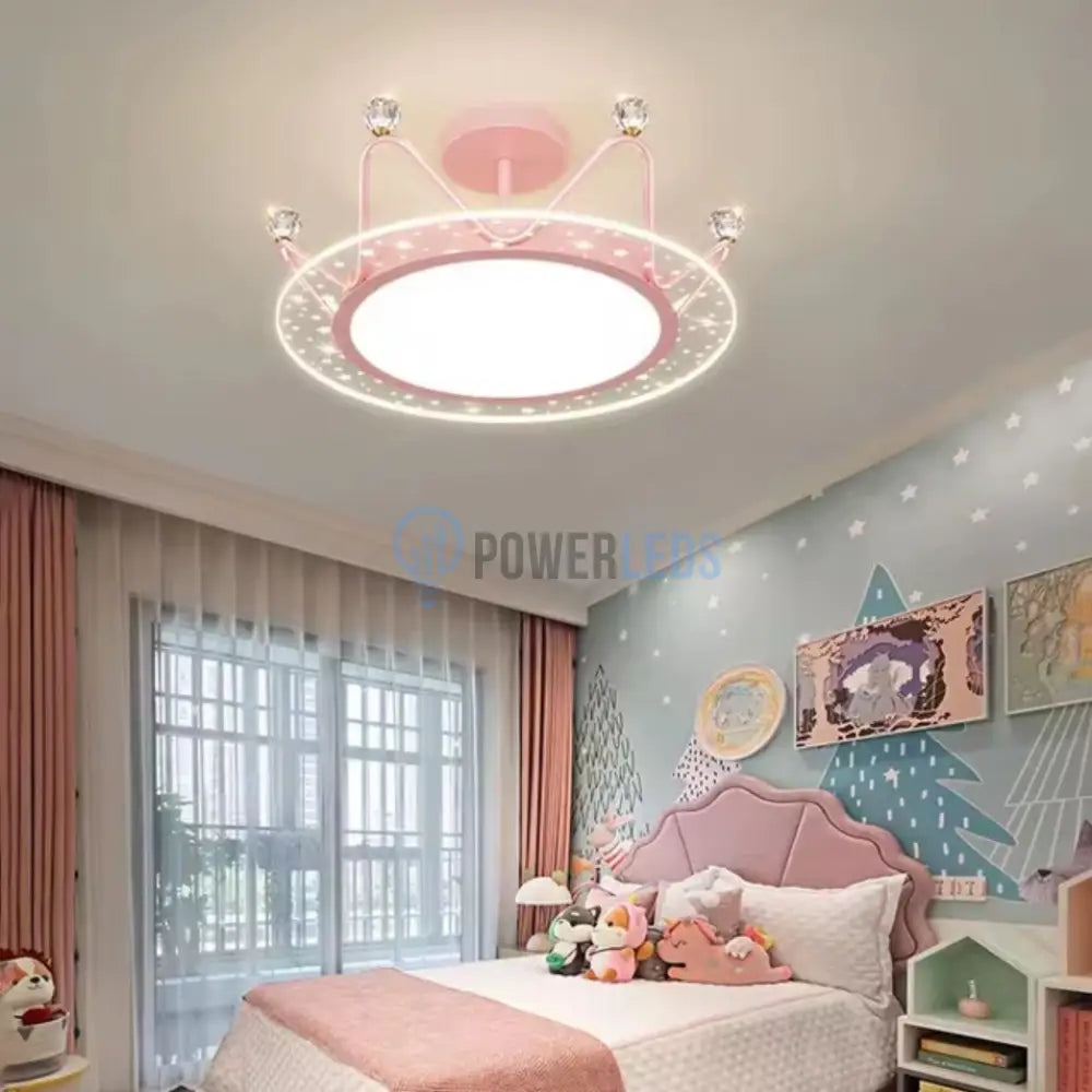 Lustra Led 96W Sophia Crown Pink Echivalent 300W Telecomanda Lighting Fixtures