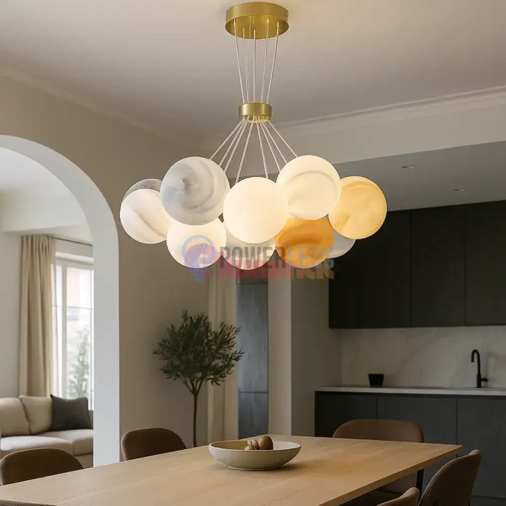 Lustra LED Abajur Planets Gold Bundle, 3 lumini si telecomanda powerleds.ro
