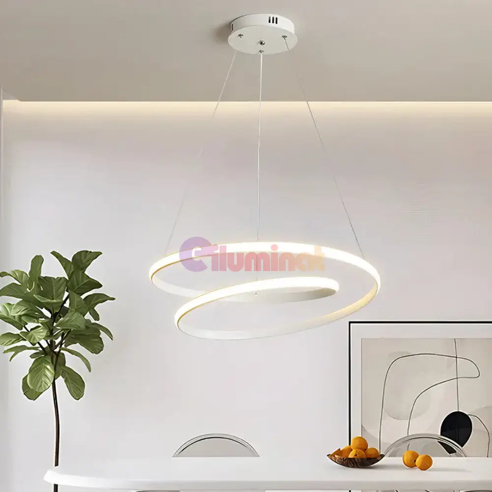 Lustra LED Alba Suspendata 120W Lumea Telecomanda Echivalent 600W powerleds.ro