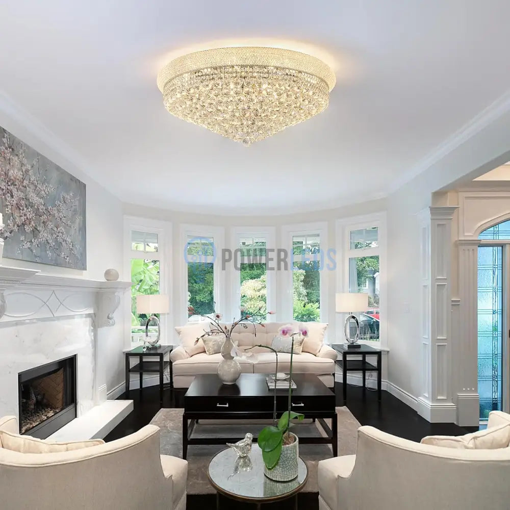 Lustra LED Aplicata Crystal Dome Silver Telecomanda si Lumini RGB Chandeliers