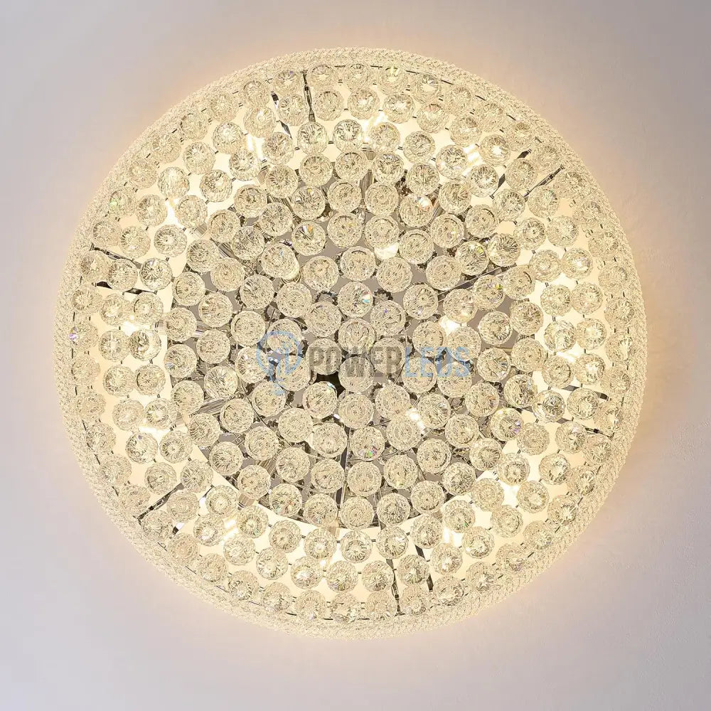 Lustra LED Aplicata Crystal Dome Silver Telecomanda si Lumini RGB Chandeliers