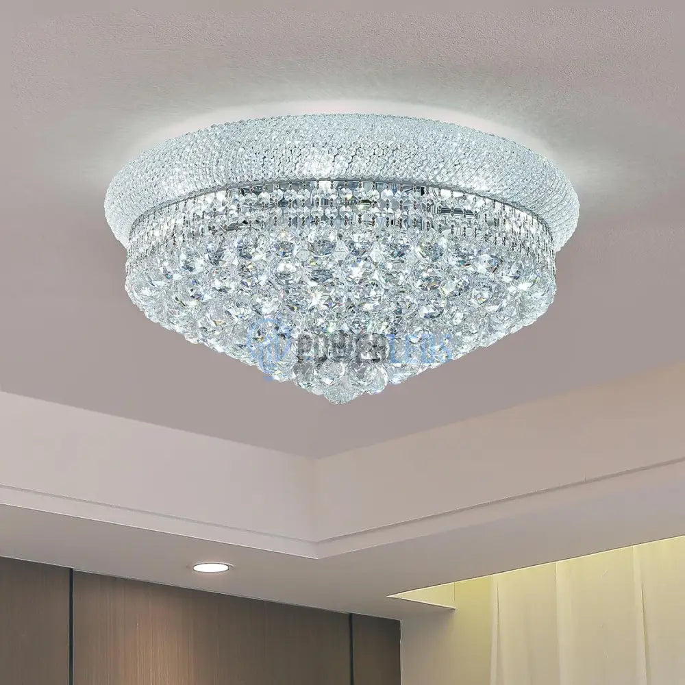 Lustra LED Aplicata Crystal Dome Silver Telecomanda si Lumini RGB Chandeliers