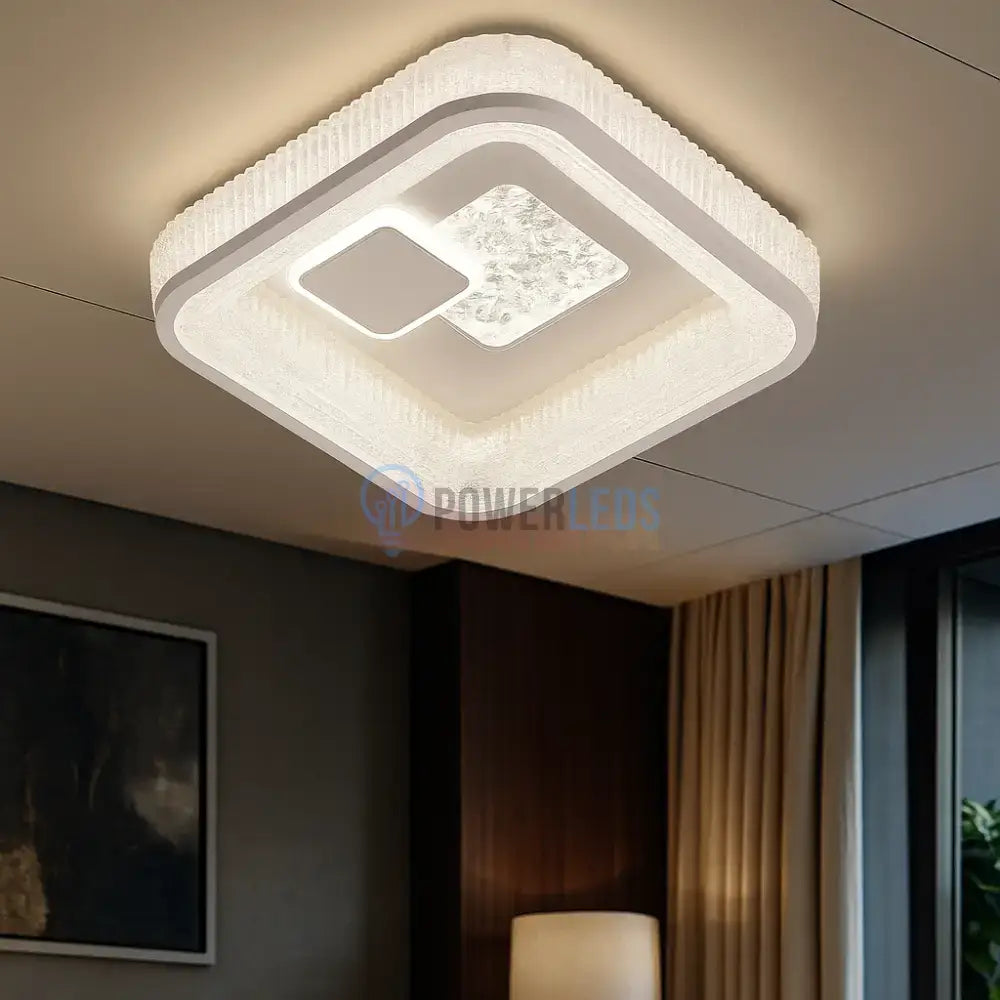 Lustra LED Koko Square White Echivalent 100W ALBA / SQUARE DESIGN / 31CM Lighting Fixtures