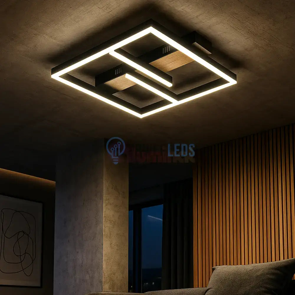 Lustra LED Zenn Telecomanda Wifi 2.4G Black 3 Culori G4218 NEAGRA / SQUARE DESIGN Lighting Fixtures