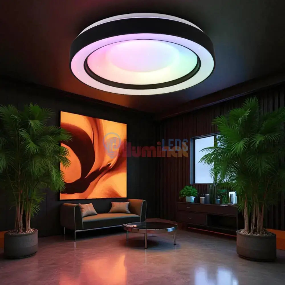 Lustra LED ARCO Black RGB-CCT Echivalent 200W Telecomanda powerleds.ro