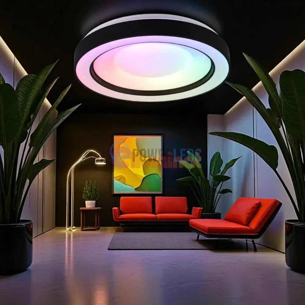 Lustra LED ARCO Black RGB-CCT Echivalent 200W Telecomanda powerleds.ro