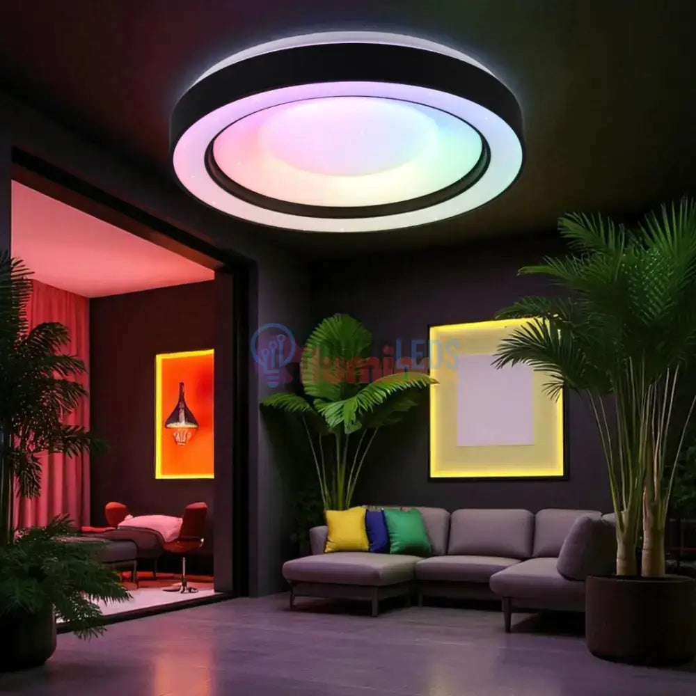 Lustra LED ARCO Black RGB-CCT Echivalent 200W Telecomanda powerleds.ro